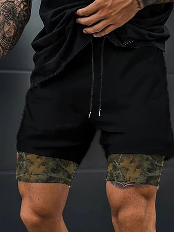 Men'S Basketball Print 2 in 1 Shorts, Casual Regular Fit Breathable Comfortable Shorts for Gym Workout Running, Men'S Bottoms for Summer, Drawstring Basketball Shorts